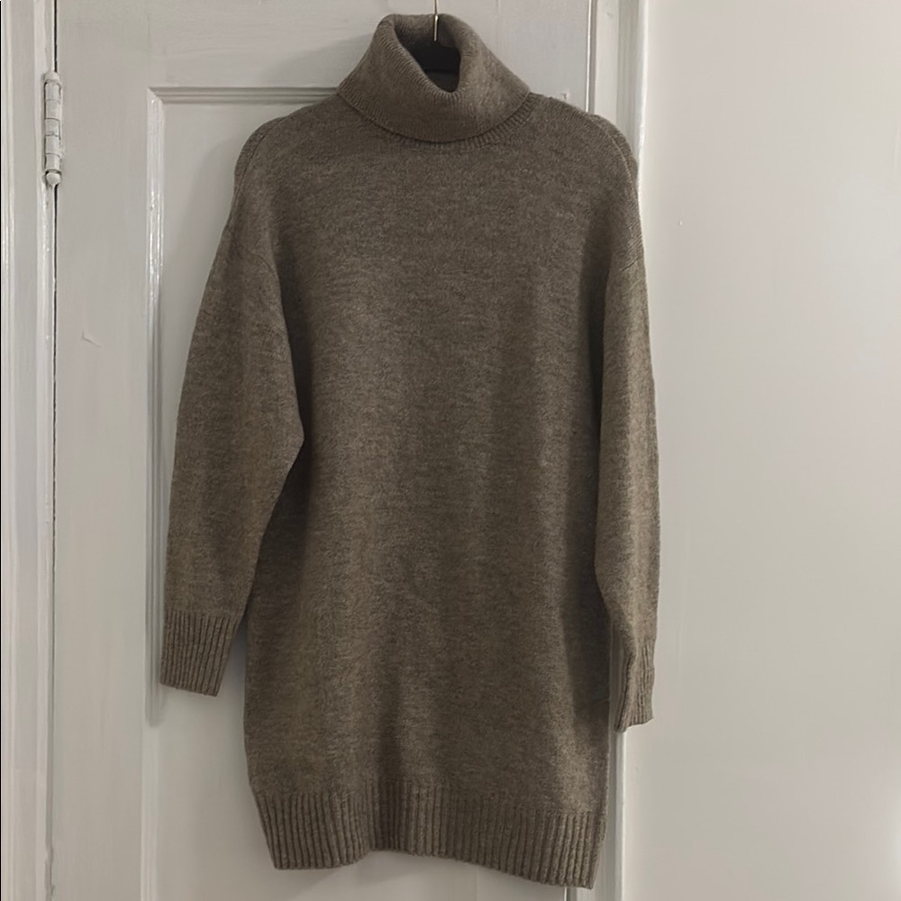Cozy Brown Turtleneck Sweater Dress